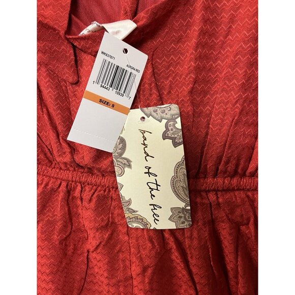 Band of The Free Dress Womens Small Red Mini Bubble Sleeves Solid Casual Summer - Picture 7 of 9